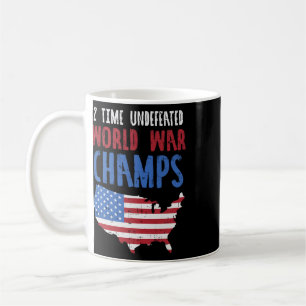 Caneca De Café Campeões Mundiais de Guerra 2 Vezes Invictos EUA 4