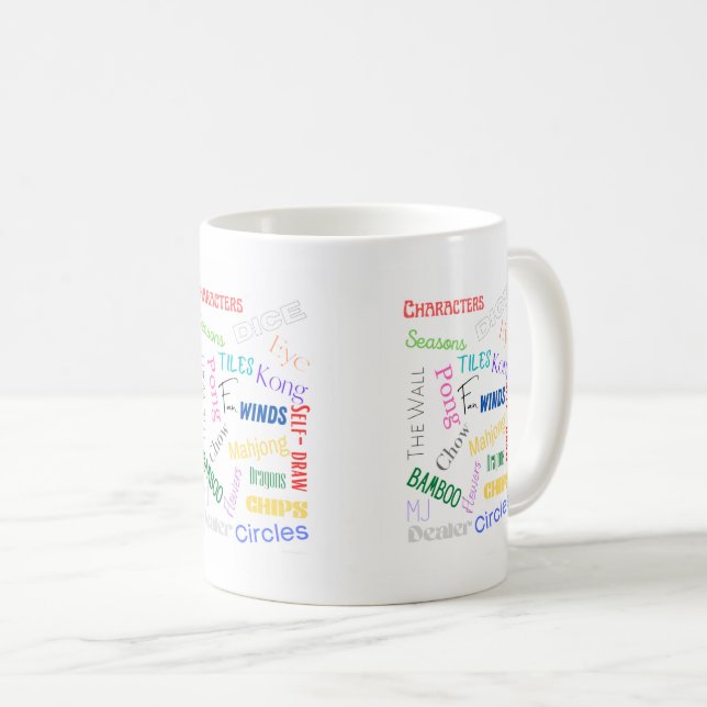 Caneca De Café Campeonato Mahjong de Palavras (Frente Esquerda)