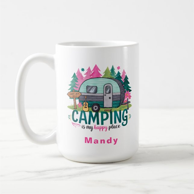 Caneca De Café Camping Adventure Gift Mug with Name (Esquerda)