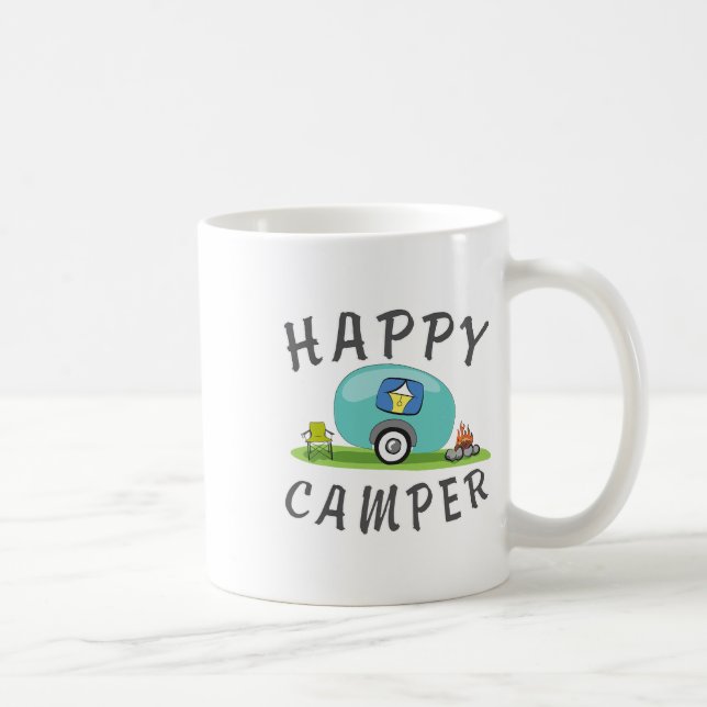 Caneca De Café Camping - Camiseta Feliz Trailer de Acampamento  (Direita)