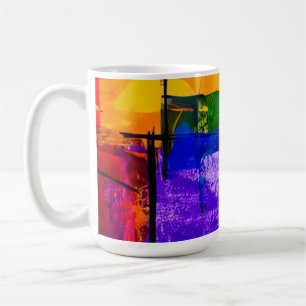 Caneca De Café Campo de Cores da Cidade Neon