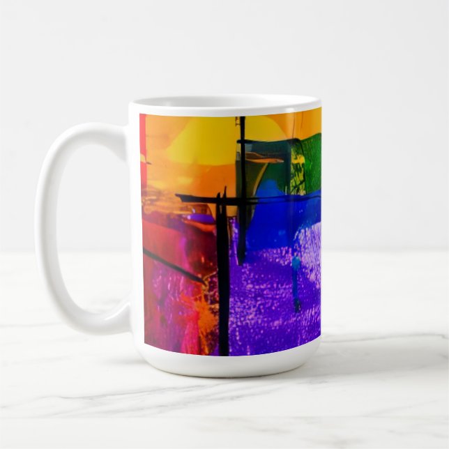 Caneca De Café Campo de Cores da Cidade Neon (Esquerda)