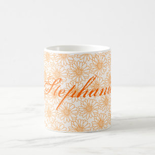 Caneca De Café Campo de Daisies Mug, Flores Laranja