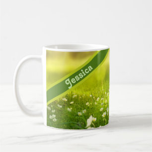 Caneca De Café Campo de Flor de Verão Personalizado