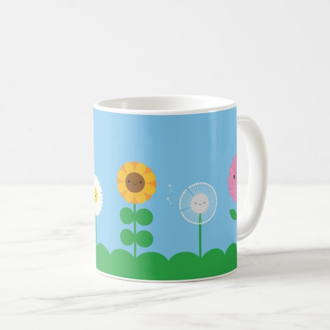 Caneca De Café Campo de Flor Kawaii (Frente Esquerda)