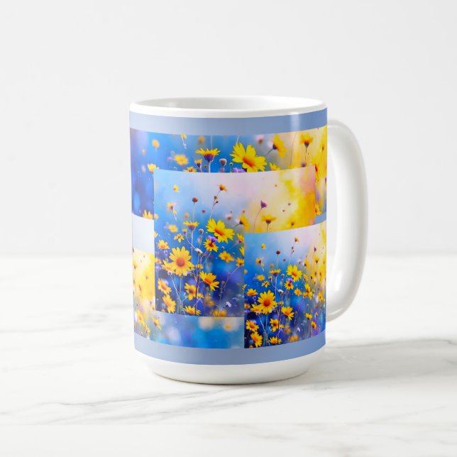 Caneca De Café Campo de Flores Modernas (Frente Esquerda)