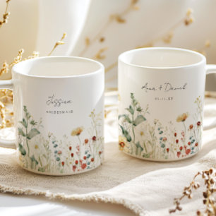 Caneca De Café Campo de Flores Silvestres de Verão Favor de Noiva