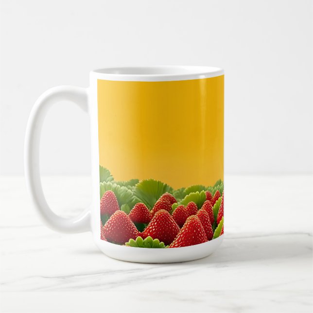 Caneca De Café Campo de Morango Vermelho Vibrante (Esquerda)
