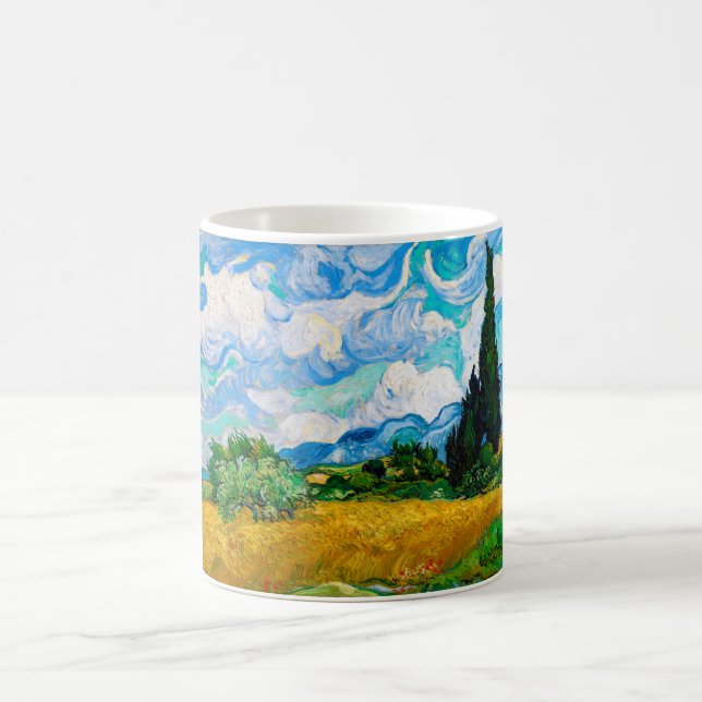 Caneca De Café Campo de trigo com ciprestes, Van Gogh (Centro)