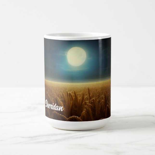 Caneca De Café Campo de trigo sob luz da lua (Centro)