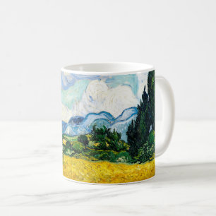 Caneca De Café Campo de trigo Vincent Van Gogh com ciprestes