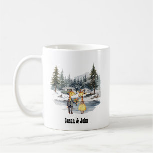 Caneca De Café Campo do Lago do VRV Natal Novo Casal Giraffe Art