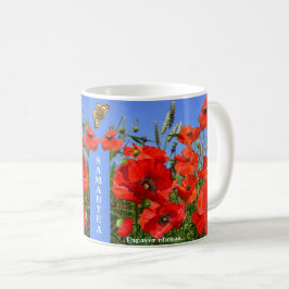 Caneca De Café Campo Poppy Colorido Personalizado