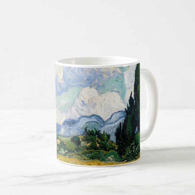 Caneca De Café Campos de Trigo com Ciprestes (Frente Esquerda)