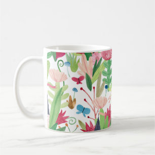 Caneca De Café Campos Florais: Padrão de Casas de Aquarela
