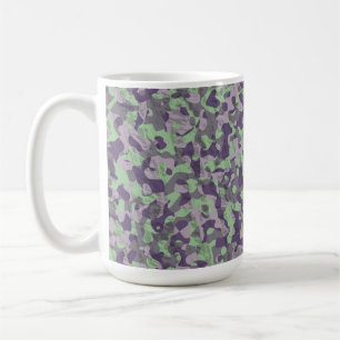 Caneca De Café camuflagem abstrata verde e roxa