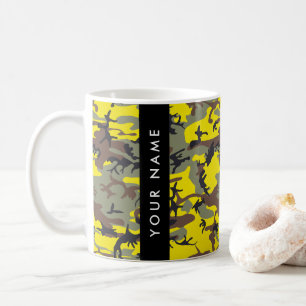 Caneca De Café Camuflagem amarela e castanha Seu nome Personaliza
