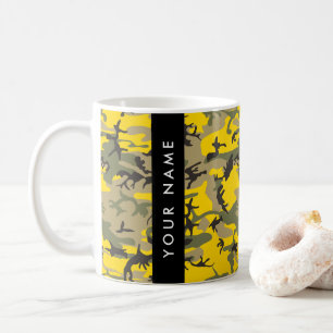 Caneca De Café Camuflagem Amarela e Verde Seu nome Personaliza