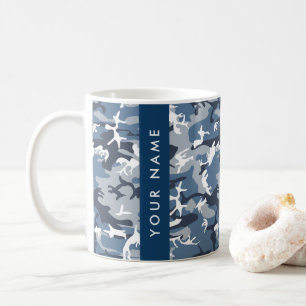 Caneca De Café Camuflagem Azul de Neve Inverno Seu nome Personali