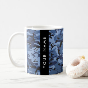 Caneca De Café Camuflagem Azul Marinho Personalize seu nome