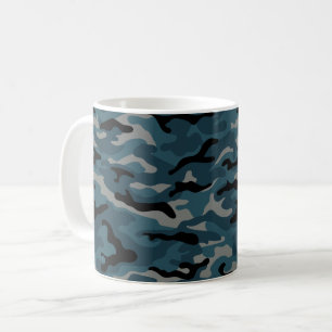 Caneca De Café Camuflagem Azul Noite