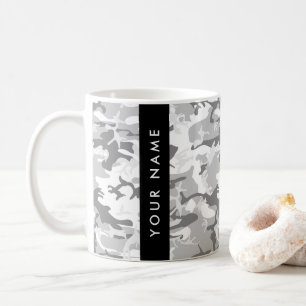 Caneca De Café Camuflagem Cinza Neve de Inverno Personalize seu n
