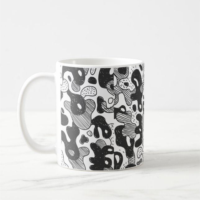 Caneca De Café camuflagem de estilo abstrato, preto (Esquerda)