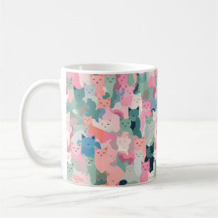 Caneca De Café Camuflagem de Gatos de Pastel Colors