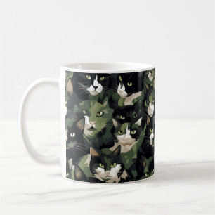 Caneca De Café Camuflagem de Gatos Verdes