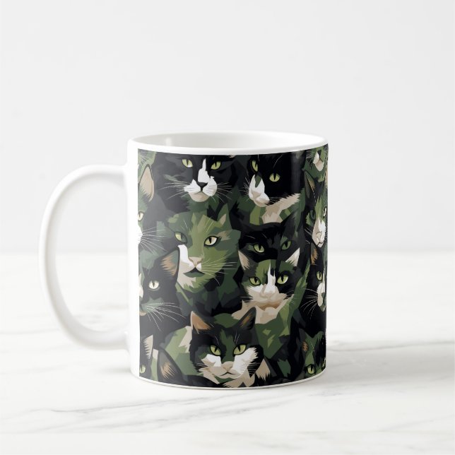 Caneca De Café Camuflagem de Gatos Verdes (Esquerda)