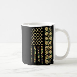Caneca De Café Camuflagem de trevo de quatro folhas com bandeira 