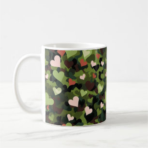 Caneca De Café Camuflagem do Coração Verde