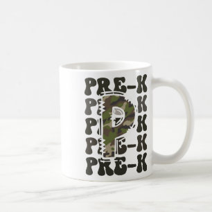 Caneca De Café Camuflagem Fofa Pré K Volta às Aulas Professor Eng