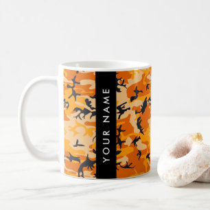 Caneca De Café Camuflagem Laranja Personalize seu nome