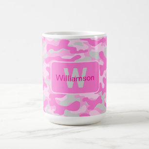 Caneca De Café Camuflagem Rosa com Personalização
