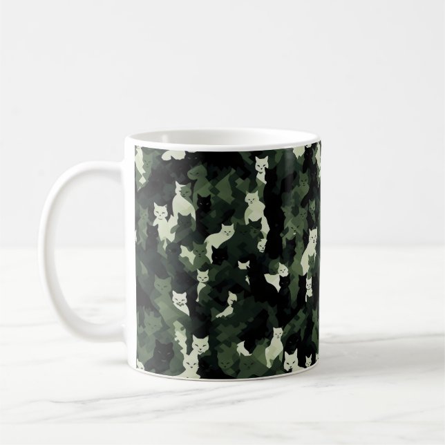 Caneca De Café Camuflagem Verde de Padrão Cat (Esquerda)
