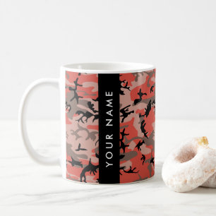 Caneca De Café Camuflagem Vermelha e Castanha Seu nome Personaliz