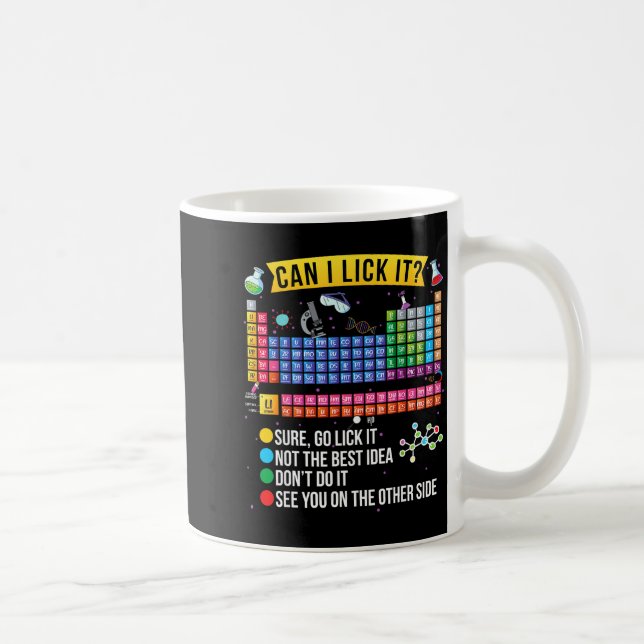 Caneca De Café Can I Lick It Periodic Table Funny Science Chemist (Direita)