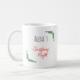 Caneca De Café Cana de Açúcar de Natal Personalizada Holly Berry