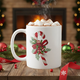 Caneca De Café Cana-doce retrô com sinos e Natal Arco