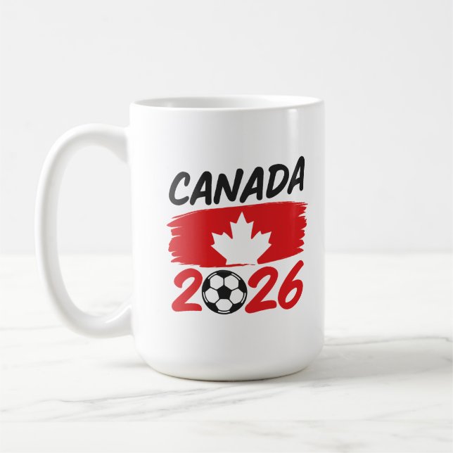 Caneca De Café Canadá 2026 Design de Fã de Futebol com Folha de B (Esquerda)