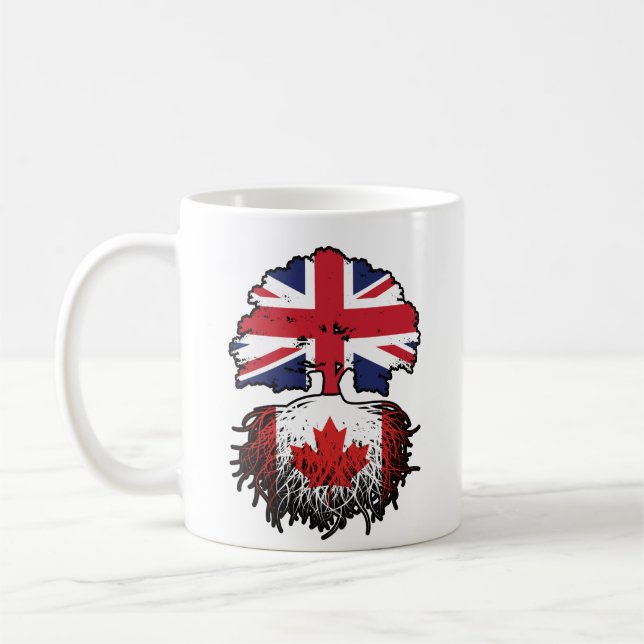 Caneca De Café Canadá canadiano British Tree Roots Flag (Esquerda)
