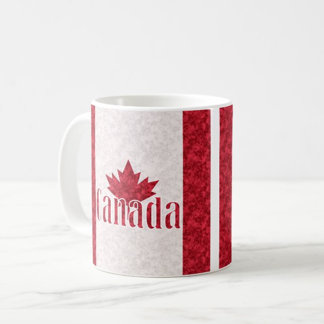 Caneca De Café Canadá, chuva de bandeiras  (Frente Esquerda)