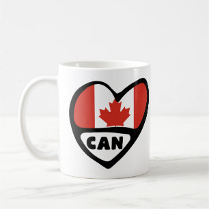 Caneca De Café Canadá Indicador de Código do País Coração, CAN