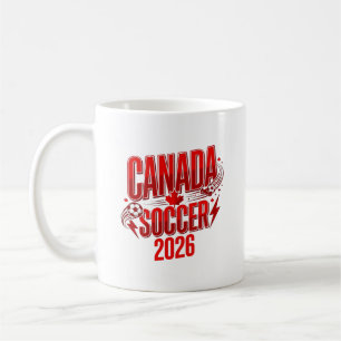 Caneca De Café Canada Soccer 2026 Futebol Negrito Tipografia País