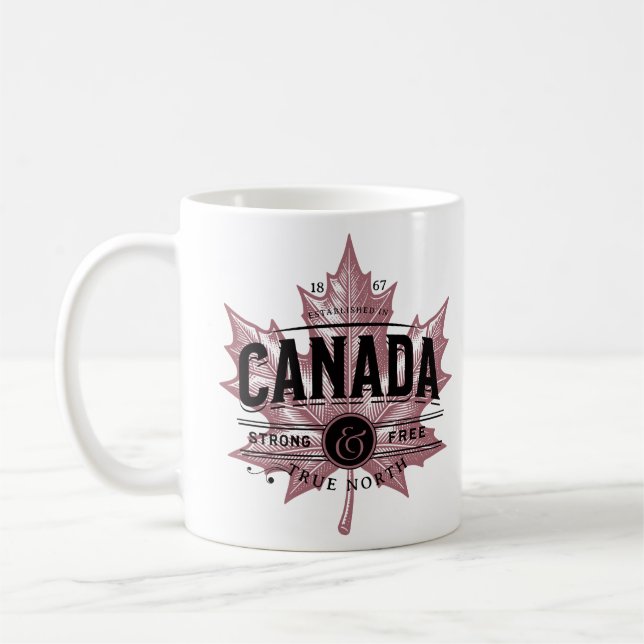 Caneca De Café Canadá True North Strong and Free Mapepaaf (Esquerda)