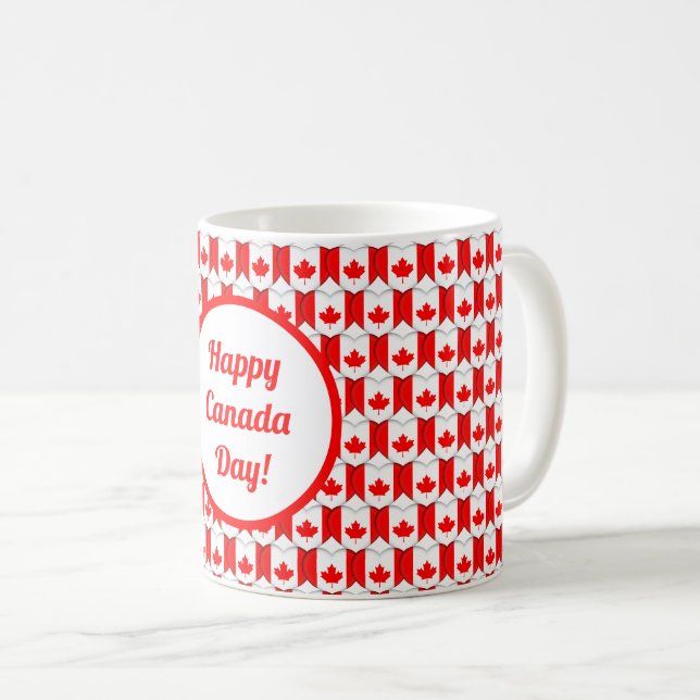 Caneca De Café Canadian Flag Heart Maple Leaf Patterno Canadá (Frente Esquerda)