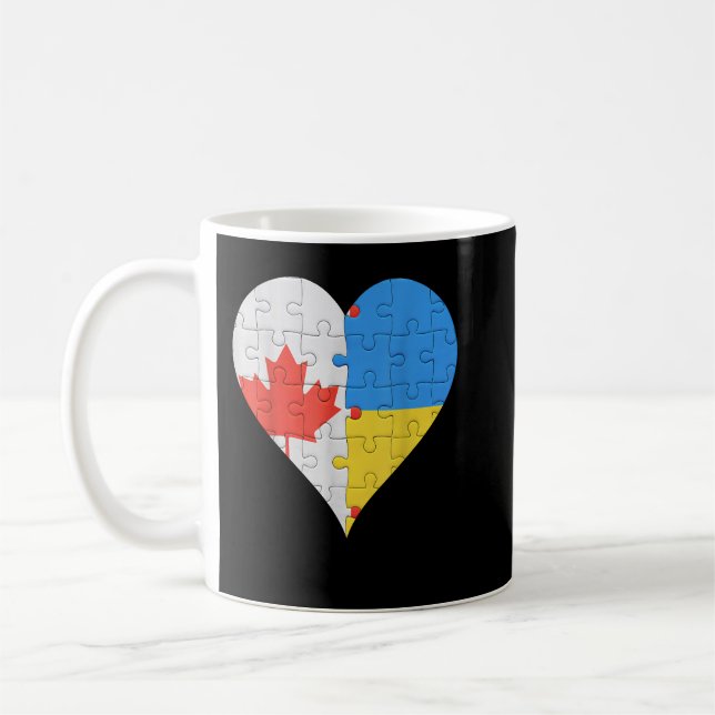 Caneca De Café Canadian Ukrainian Flag Heart Canada Ukraine (Esquerda)