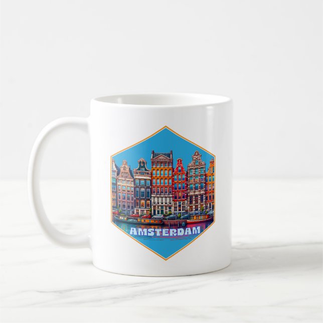 Caneca De Café Canal Amsterdam Países Baixos Europa (Esquerda)