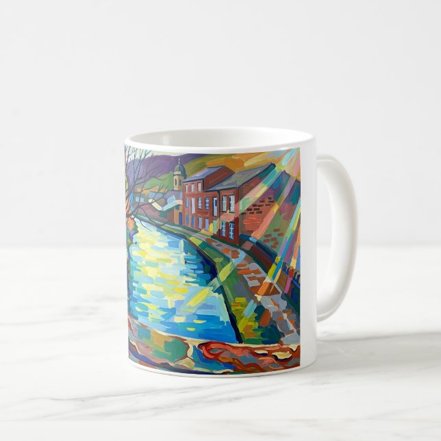 Caneca De Café Canal de Rochdale Sowerby Bridge  (Frente Esquerda)